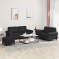 vidaXL 3-tlg. Sofagarnitur mit Kissen Schwarz Kunstleder vidaXL 3-tlg. Sofagarnitur mit Kissen Schwarz Kunstleder