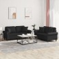 vidaXL 2-tlg. Sofagarnitur mit Kissen Schwarz Kunstleder vidaXL 2-tlg. Sofagarnitur mit Kissen Schwarz Kunstleder