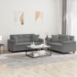 vidaXL 2-tlg. Sofagarnitur mit Kissen Dunkelgrau Mikrofasergewebe vidaXL 2-tlg. Sofagarnitur mit Kissen Dunkelgrau Mikrofasergewebe