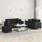 vidaXL 3-tlg. Sofagarnitur mit Kissen Schwarz Kunstleder vidaXL 3-tlg. Sofagarnitur mit Kissen Schwarz Kunstleder