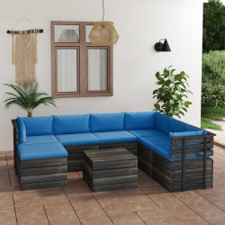 8-tlg. Garten-Sofagarnitur aus Paletten mit Kissen Kiefernholz