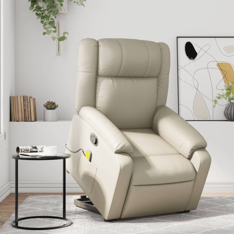 vidaXL Massagesessel mit Aufstehhilfe Creme Kunstleder vidaXL Massagesessel mit Aufstehhilfe Creme Kunstleder