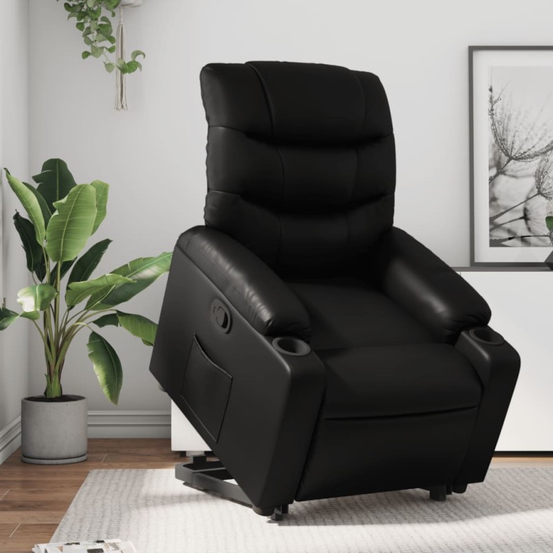 vidaXL Relaxsessel mit Aufstehhilfe Schwarz Kunstleder vidaXL Relaxsessel mit Aufstehhilfe Schwarz Kunstleder