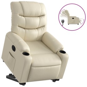 vidaXL Relaxsessel mit Aufstehhilfe Elektrisch Creme Kunstleder