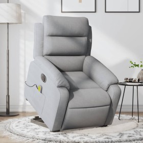 vidaXL Elektrischer Massagesessel mit Aufstehhilfe Hellgrau Stoff
