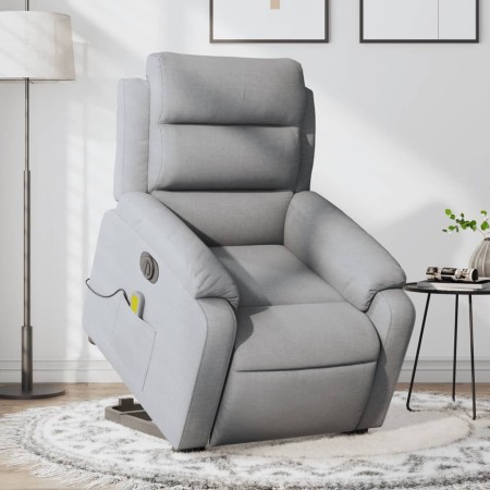 vidaXL Elektrischer Massagesessel mit Aufstehhilfe Hellgrau Stoff