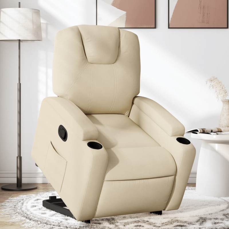 vidaXL Relaxsessel mit Aufstehhilfe Creme Stoff vidaXL Relaxsessel mit Aufstehhilfe Creme Stoff