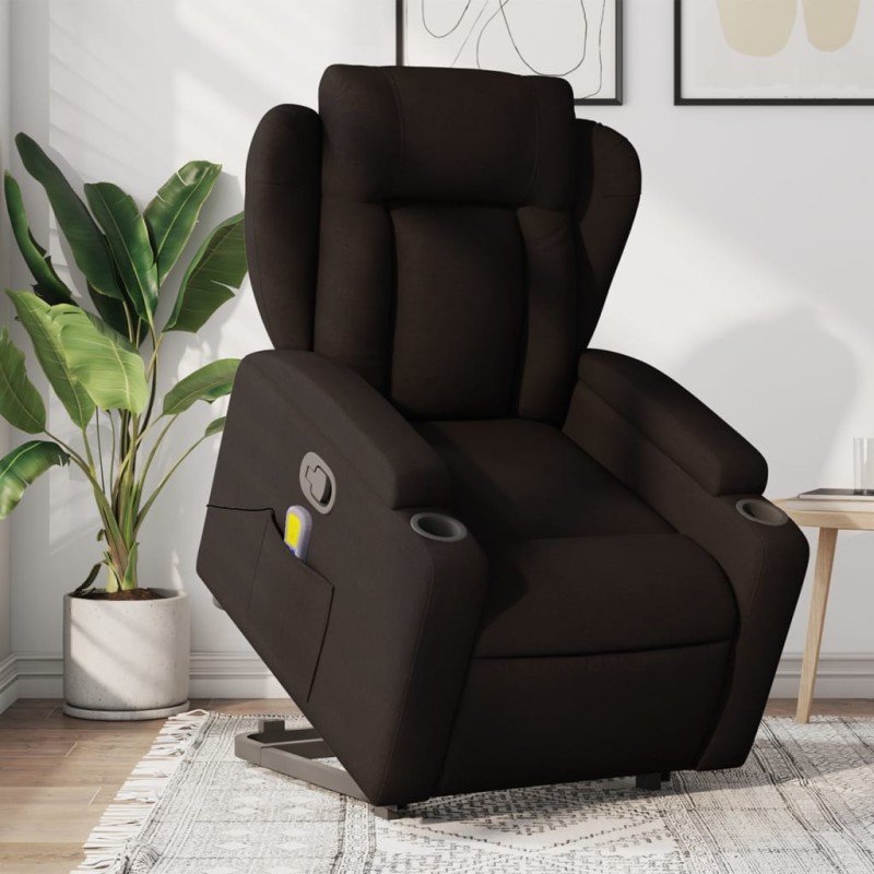 vidaXL Massagesessel mit Aufstehhilfe Dunkelbraun Stoff vidaXL Massagesessel mit Aufstehhilfe Dunkelbraun Stoff