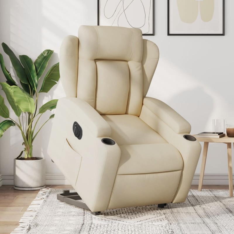vidaXL Relaxsessel mit Aufstehhilfe Elektrisch Creme Stoff vidaXL Relaxsessel mit Aufstehhilfe Elektrisch Creme Stoff