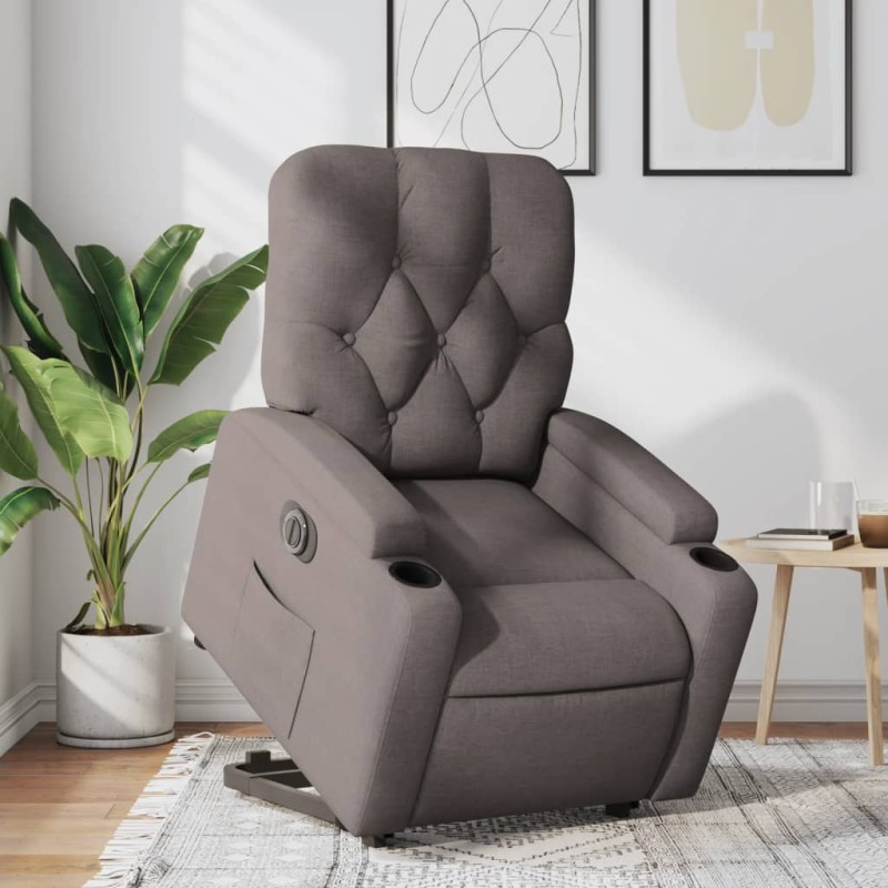 vidaXL Relaxsessel mit Aufstehhilfe Elektrisch Taupe Stoff vidaXL Relaxsessel mit Aufstehhilfe Elektrisch Taupe Stoff