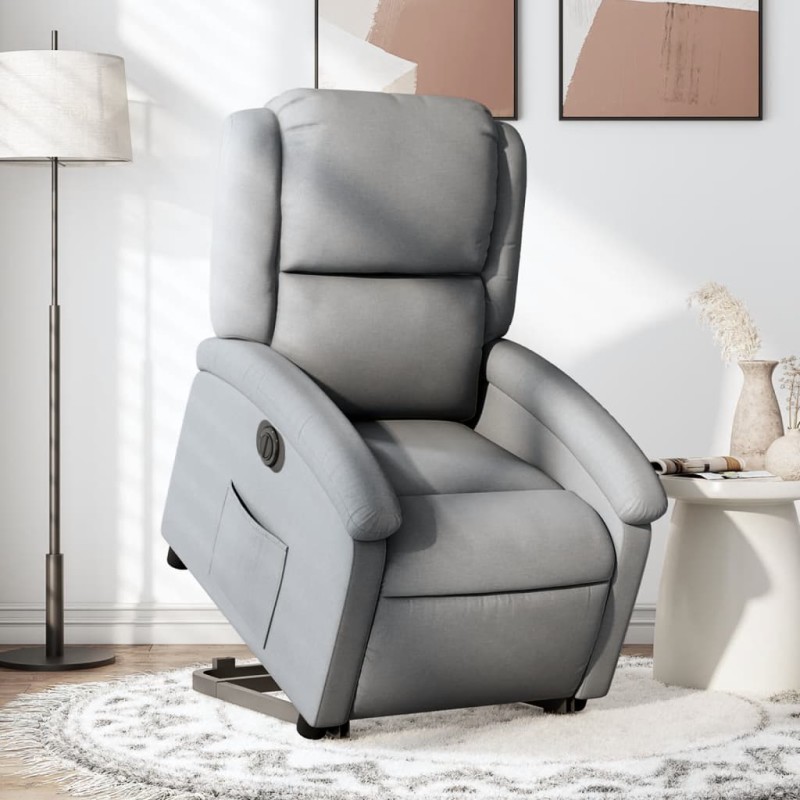 vidaXL Relaxsessel mit Aufstehhilfe Elektrisch Hellgrau Stoff vidaXL Relaxsessel mit Aufstehhilfe Elektrisch Hellgrau Stoff