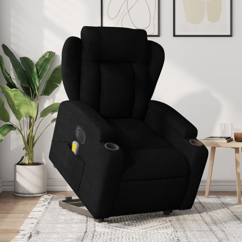 vidaXL Elektrischer Massagesessel mit Aufstehhilfe Schwarz Stoff vidaXL Elektrischer Massagesessel mit Aufstehhilfe Schwarz Stoff