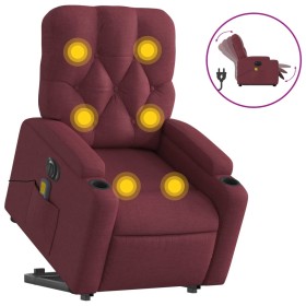 vidaXL Elektrischer Massagesessel mit Aufstehhilfe Weinrot Stoff