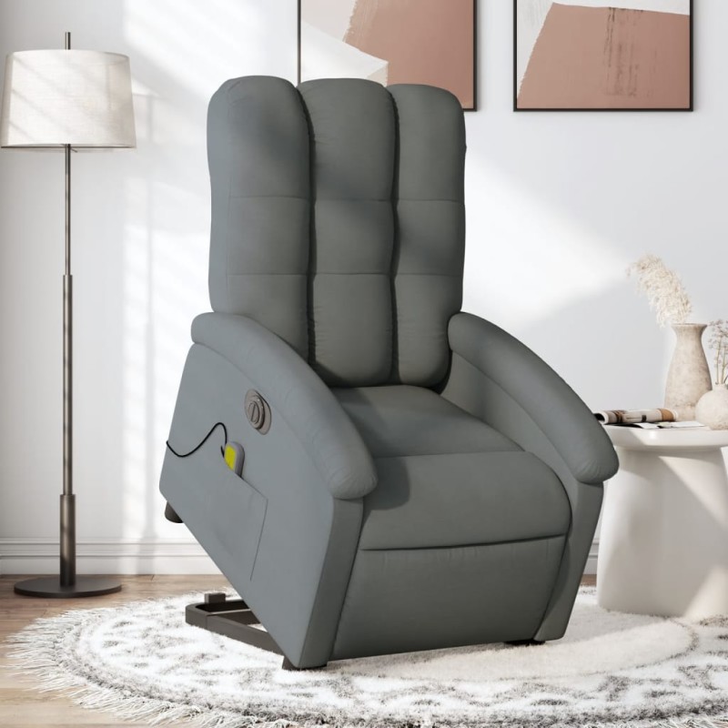 vidaXL Elektrischer Massagesessel mit Aufstehhilfe Dunkelgrau Stoff vidaXL Elektrischer Massagesessel mit Aufstehhilfe Dunkelgrau Stoff