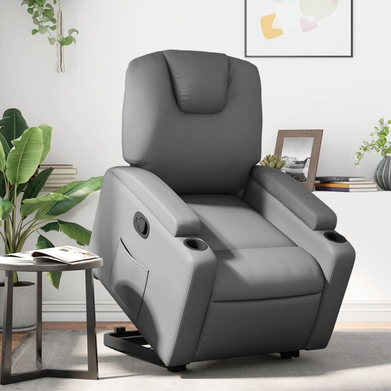 vidaXL Relaxsessel mit Aufstehhilfe Grau Kunstleder vidaXL Relaxsessel mit Aufstehhilfe Grau Kunstleder