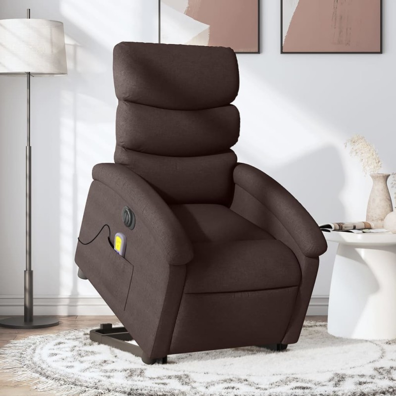vidaXL Elektrischer Massagesessel mit Aufstehhilfe Dunkelbraun Stoff vidaXL Elektrischer Massagesessel mit Aufstehhilfe Dunkelbraun Stoff