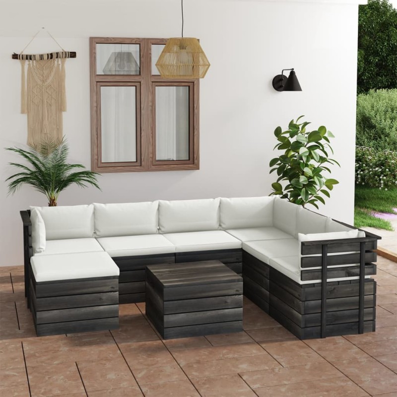 8-tlg. Garten-Sofagarnitur aus Paletten mit Kissen Kiefernholz 8-tlg. Garten-Sofagarnitur aus Paletten mit Kissen Kiefernholz