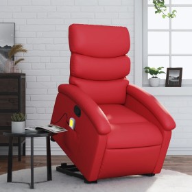 vidaXL Massagesessel mit Aufstehhilfe Rot Kunstleder