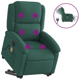 vidaXL Massagesessel mit Aufstehhilfe Elektrisch Dunkelgrün Samt