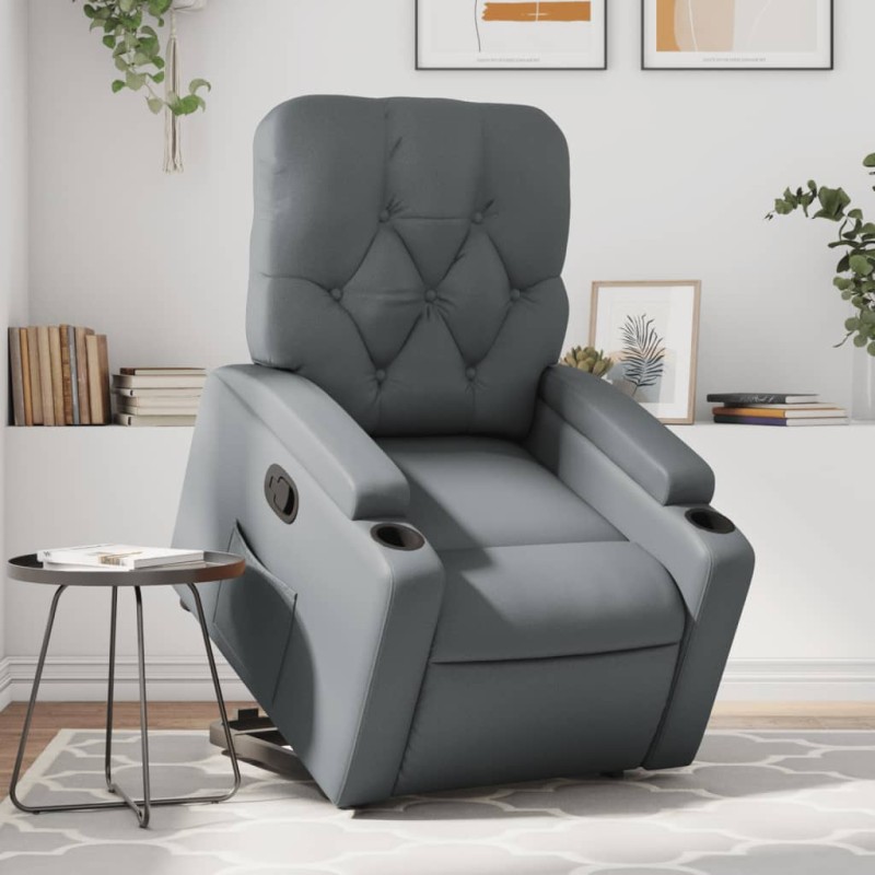 vidaXL Relaxsessel mit Aufstehhilfe Grau Kunstleder vidaXL Relaxsessel mit Aufstehhilfe Grau Kunstleder