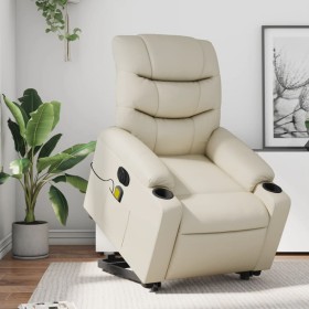 vidaXL Massagesessel mit Aufstehhilfe Elektrisch Creme Kunstleder