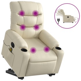vidaXL Massagesessel mit Aufstehhilfe Elektrisch Creme Kunstleder