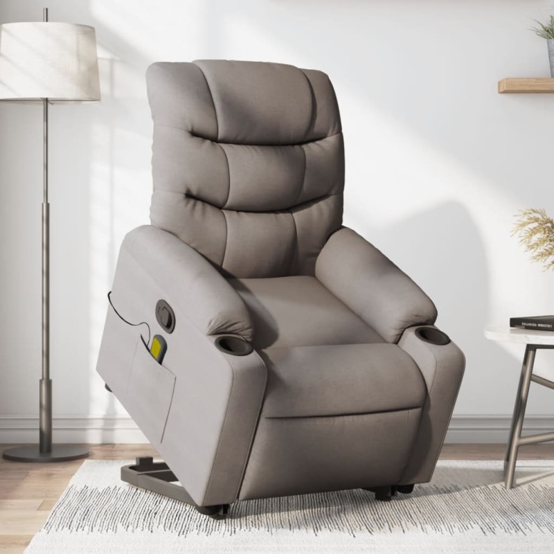vidaXL Massagesessel mit Aufstehhilfe Taupe Stoff vidaXL Massagesessel mit Aufstehhilfe Taupe Stoff