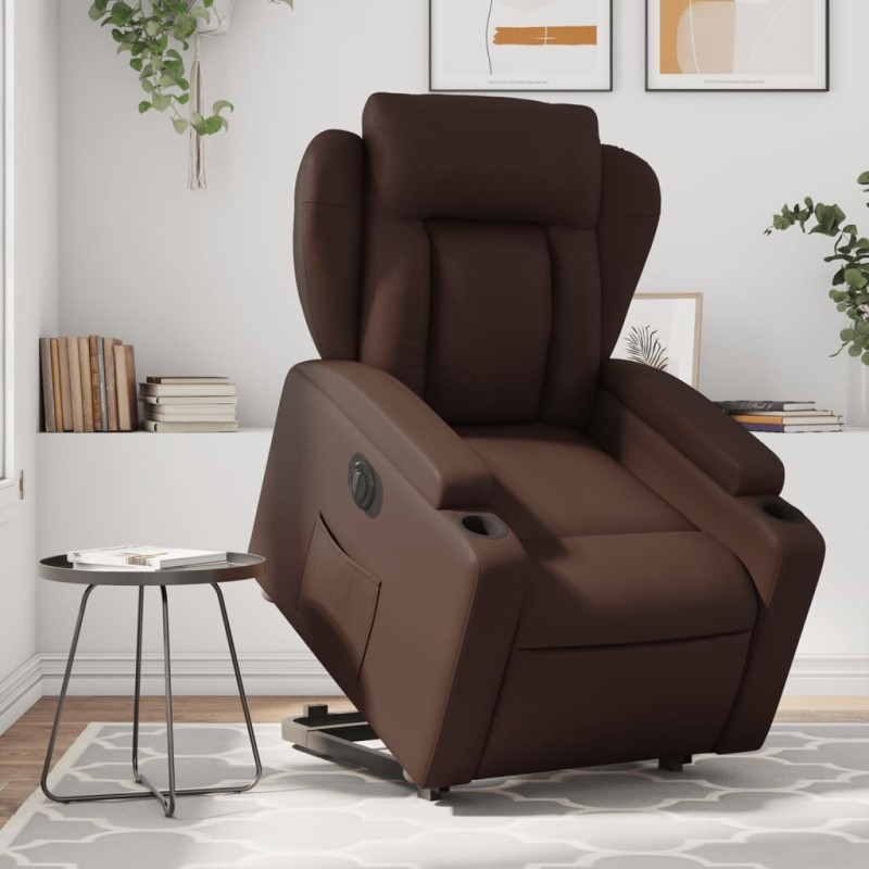 vidaXL Relaxsessel mit Aufstehhilfe Elektrisch Braun Kunstleder vidaXL Relaxsessel mit Aufstehhilfe Elektrisch Braun Kunstleder