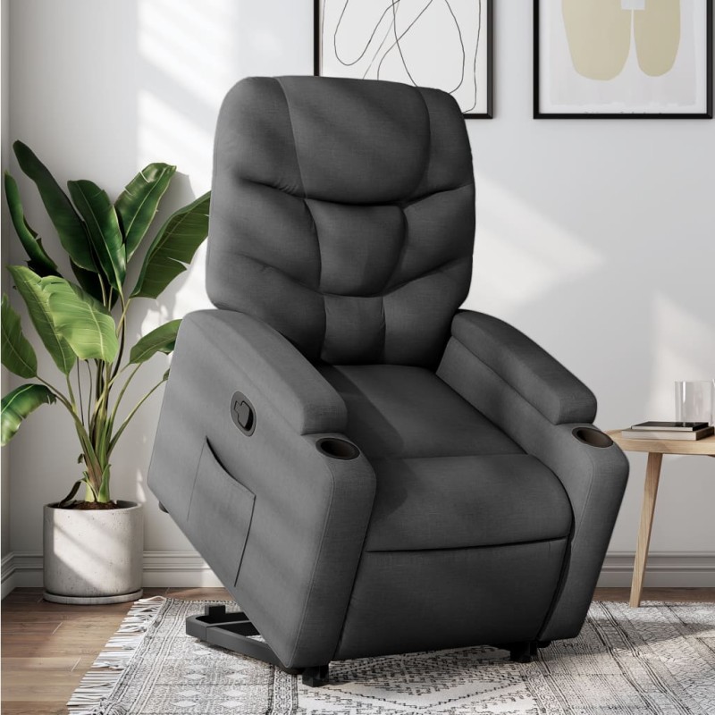 vidaXL Relaxsessel mit Aufstehhilfe Dunkelgrau Stoff vidaXL Relaxsessel mit Aufstehhilfe Dunkelgrau Stoff