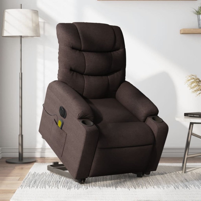 vidaXL Elektrischer Massagesessel mit Aufstehhilfe Dunkelbraun Stoff vidaXL Elektrischer Massagesessel mit Aufstehhilfe Dunkelbraun Stoff