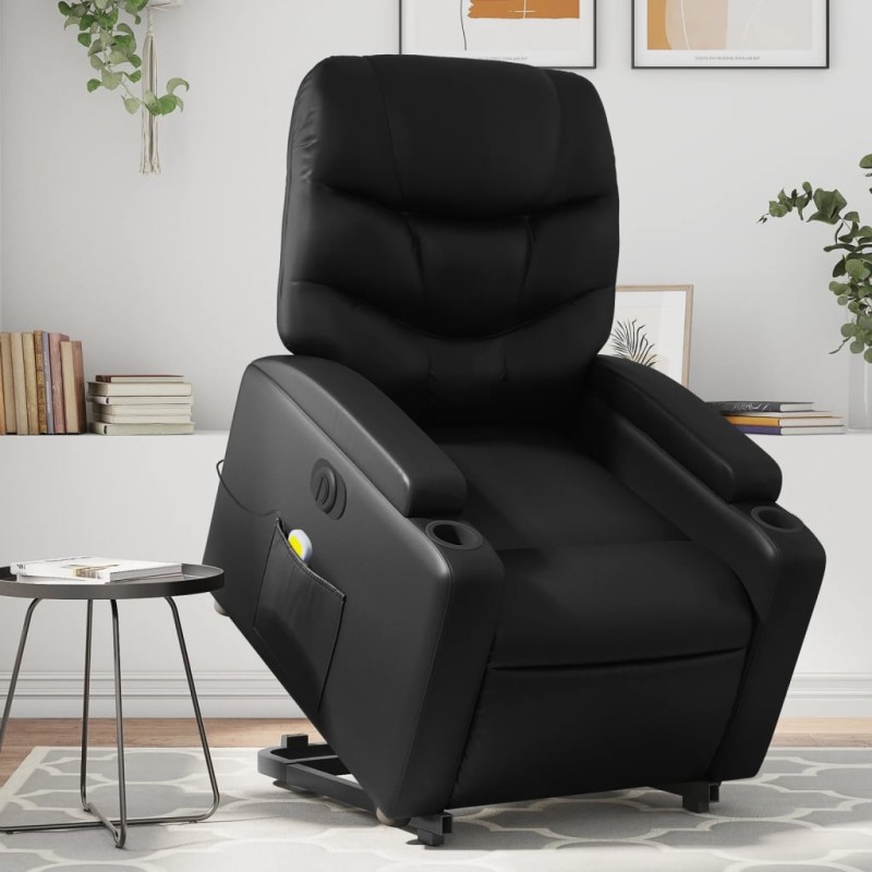 vidaXL Massagesessel mit Aufstehhilfe Elektrisch Schwarz Kunstleder vidaXL Massagesessel mit Aufstehhilfe Elektrisch Schwarz Kunstleder