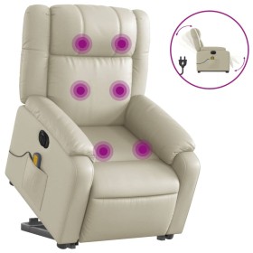 vidaXL Massagesessel mit Aufstehhilfe Elektrisch Creme Kunstleder