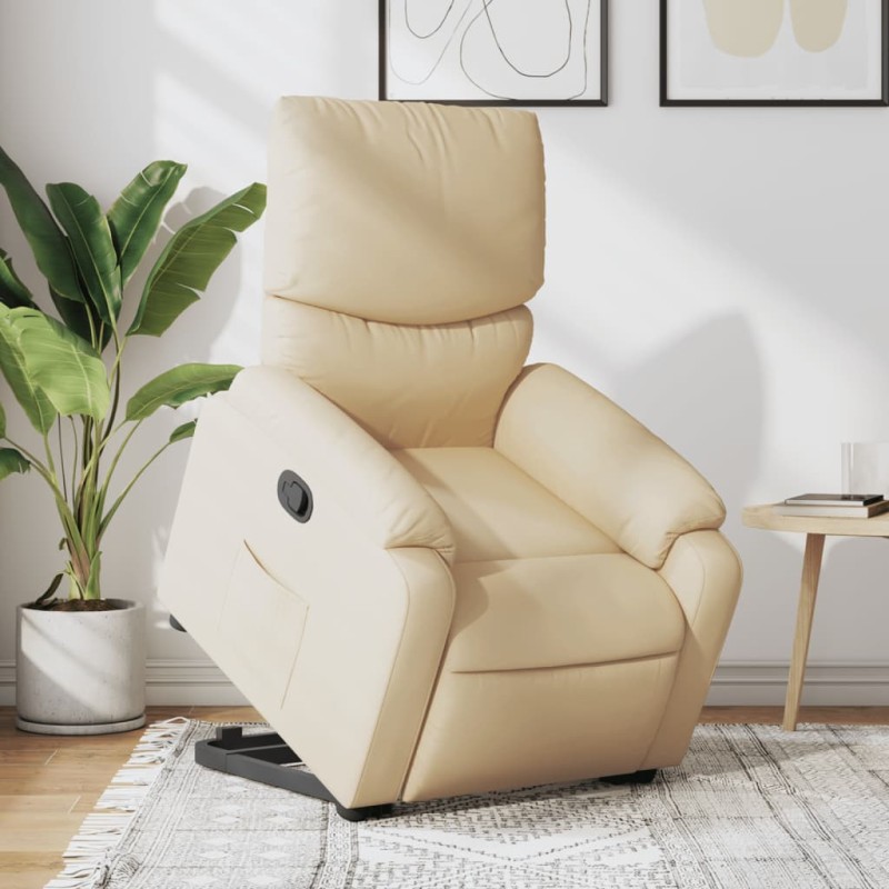 vidaXL Relaxsessel mit Aufstehhilfe Creme Stoff vidaXL Relaxsessel mit Aufstehhilfe Creme Stoff