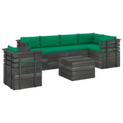 vidaXL 7-tlg. Garten-Sofagarnitur aus Paletten mit Kissen Kiefernholz