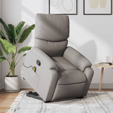 vidaXL Massagesessel mit Aufstehhilfe Taupe Stoff