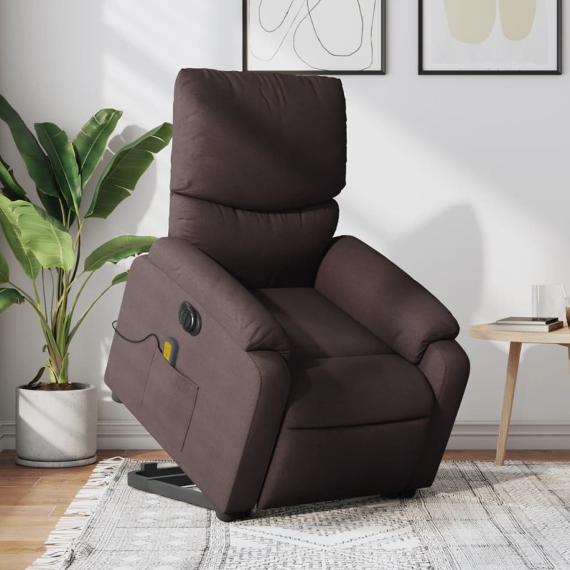 vidaXL Elektrischer Massagesessel mit Aufstehhilfe Dunkelbraun Stoff vidaXL Elektrischer Massagesessel mit Aufstehhilfe Dunkelbraun Stoff