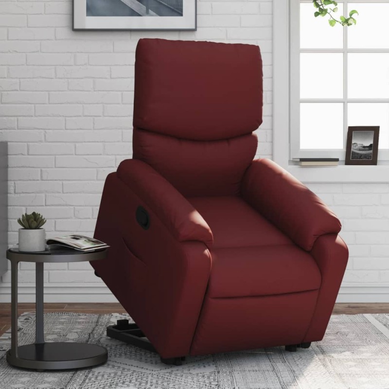 vidaXL Relaxsessel mit Aufstehhilfe Weinrot Kunstleder vidaXL Relaxsessel mit Aufstehhilfe Weinrot Kunstleder