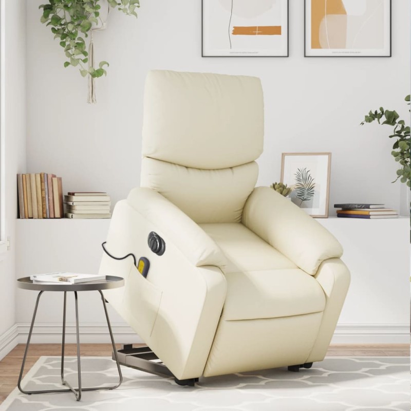 vidaXL Massagesessel mit Aufstehhilfe Elektrisch Creme Kunstleder vidaXL Massagesessel mit Aufstehhilfe Elektrisch Creme Kunstleder