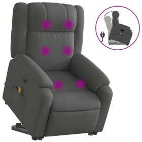 vidaXL Massagesessel mit Aufstehhilfe Dunkelgrau Stoff