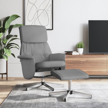 vidaXL Relaxsessel mit Fußhocker Hellgrau Stoff