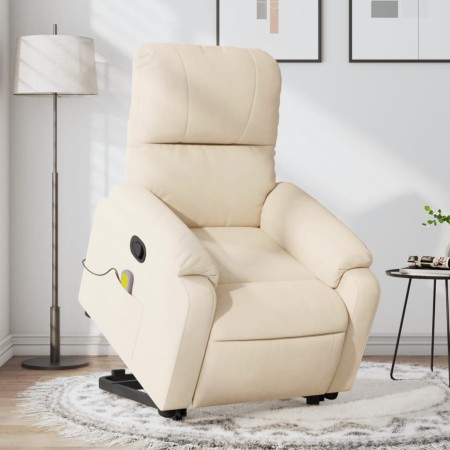 vidaXL Massagesessel mit Aufstehhilfe Beige Mikrofasergewebe