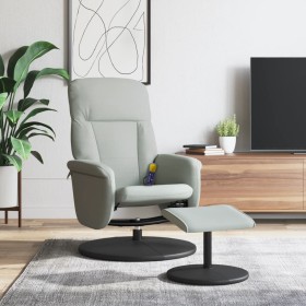 vidaXL Massagesessel mit Fußhocker Hellgrau Samt