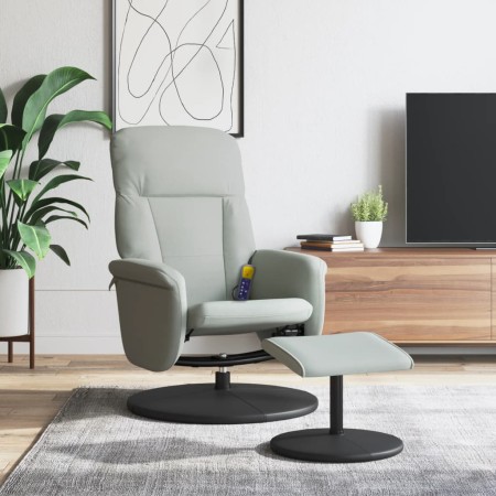 vidaXL Massagesessel mit Fußhocker Hellgrau Samt