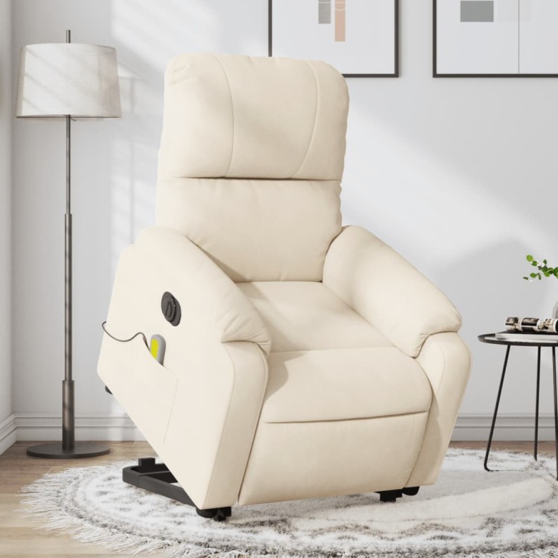 vidaXL Massagesessel Aufstehhilfe Elektrisch Beige Mikrofasergewebe vidaXL Massagesessel Aufstehhilfe Elektrisch Beige Mikrofasergewebe