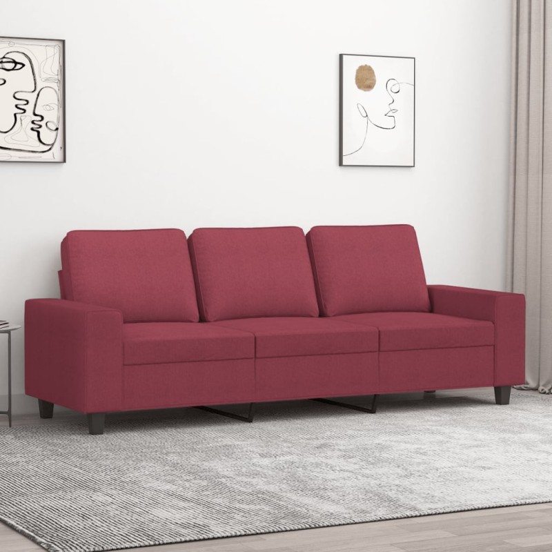 vidaXL 3-Sitzer-Sofa Weinrot 180 cm Stoff vidaXL 3-Sitzer-Sofa Weinrot 180 cm Stoff