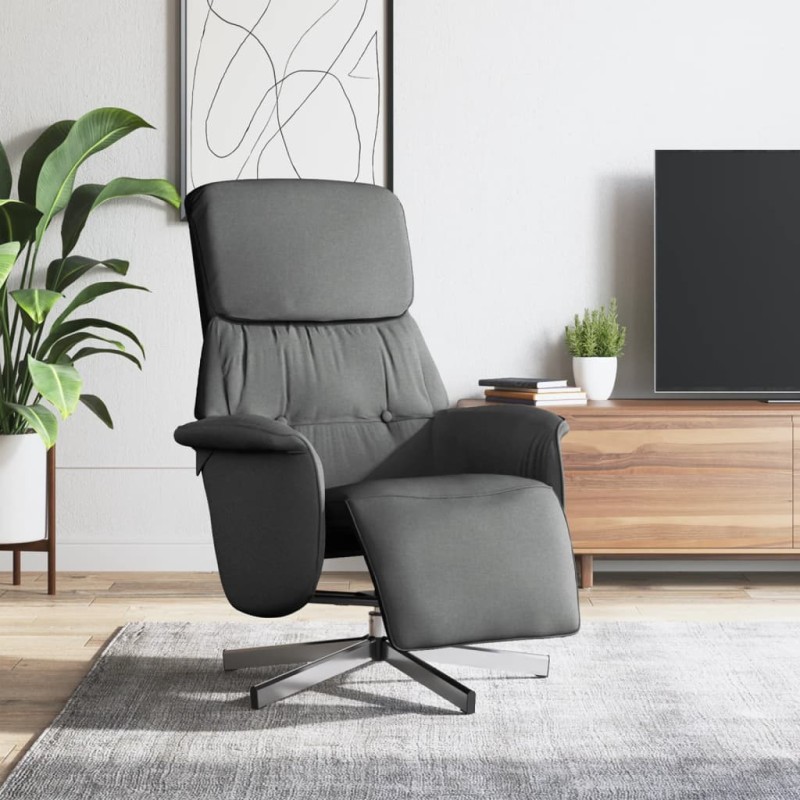 vidaXL Relaxsessel mit Fußteil Dunkelgrau Stoff vidaXL Relaxsessel mit Fußteil Dunkelgrau Stoff