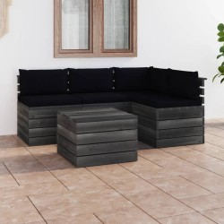 5-tlg. Garten-Sofagarnitur aus Paletten mit Kissen Kiefernholz