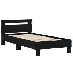 vidaXL Bettgestell mit Kopfteil Schwarz 90x200 cm Holzwerkstoff