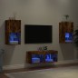 vidaXL 4-tlg. TV-Wohnwand mit LED-Leuchten Räuchereiche vidaXL 4-tlg. TV-Wohnwand mit LED-Leuchten Räuchereiche