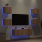 vidaXL 5-tlg. TV-Wohnwand mit LED-Leuchten Sonoma-Eiche vidaXL 5-tlg. TV-Wohnwand mit LED-Leuchten Sonoma-Eiche